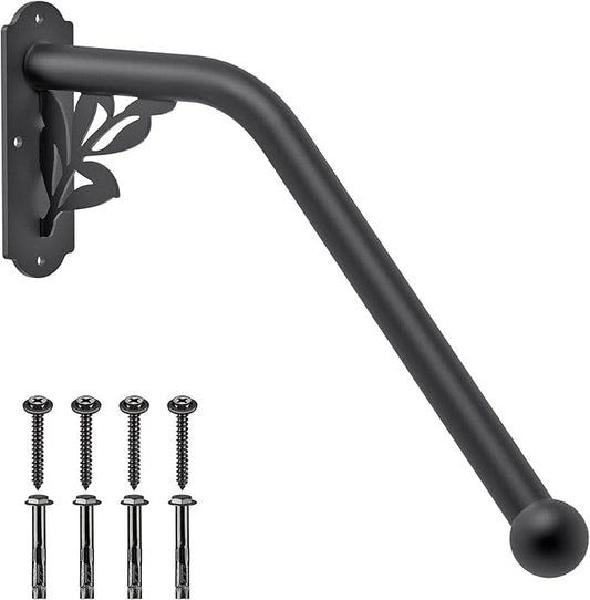 SELEWARE Fully Welded Staircase Handrail Iron Handrail Indoor Outdoor Steps Garage Railing Safety Grab Bar for Elderly Branch Shaped 24'' Length 1.3'' Dia