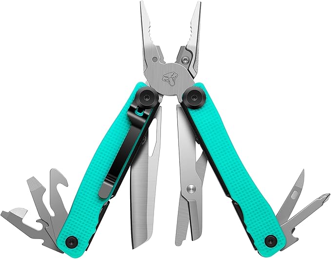 Multitool Pocket Knife for Men Women, Tactical Multi-Tool Pliers, Scissors with Clip, Nylon Sheath, All Safety Locking, Multipurpose Camping Survival Gear, Gifts Ideas