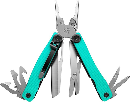 Multitool Pocket Knife for Men Women, Tactical Multi-Tool Pliers, Scissors with Clip, Nylon Sheath, All Safety Locking, Multipurpose Camping Survival Gear, Gifts Ideas