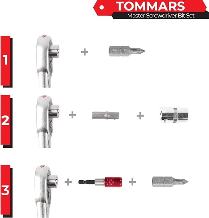 TOMMARS 102-Pc Screwdriver Bit Set, S2 Steel 1/4" Hex Shank Bits Includes Quick Release Bit Holder
