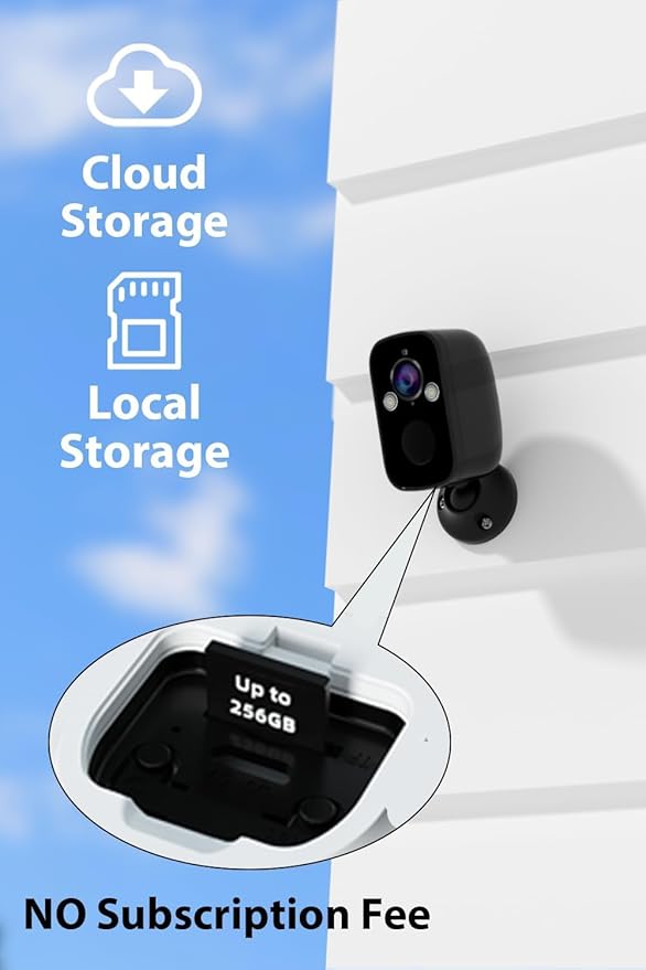 Rraycom Wireless Battery-Powered Security Camera Outdoor with Solar Panel, 2K QHD Resolution, Color Night Vision, 130° Viewing Angle, AI Motion Detection, 2-Way Talk, Cloud/SD Storage