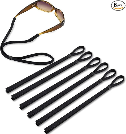 Glasses Strap Great Value 6 Pack Black,Soft Glasses Lanyard Suitable Various Sports & Jobs ,Comfortable Sunglasses Strap Pocket-Sized ,Eyeglass Strap for Kids Women Men Eye Glasses Holders Around Neck