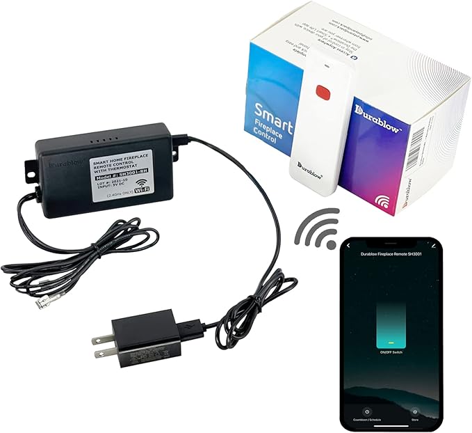 Durablow SH3001-RH Gas Fireplace WiFi Smart Home Remote Control for Millivolt Valve, Compatible with Alexa, Google Home (On/Off + Timer + Schedule Programmable + Remote Handset)