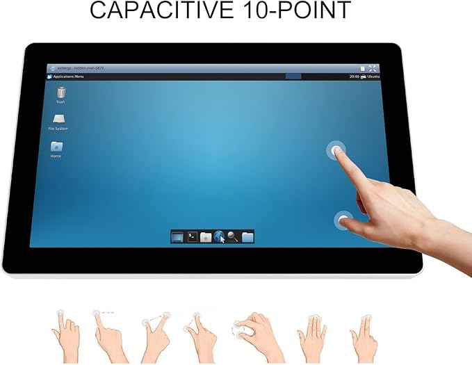 GreenTouch 21.5 Inch 10 Points True Flat Touch Open Frame Touch Monitor Desktop or Wall Mountable Multi Point Touch 1920x1080