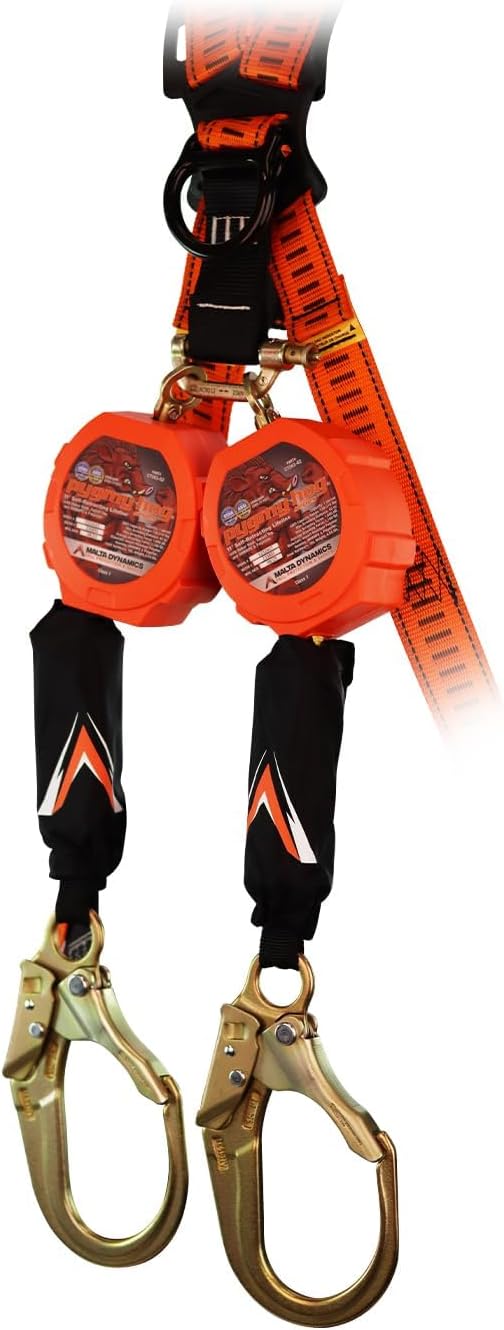 Malta Dynamics Pygmy Hog Web Self Retracting Lifeline – Fall Protection Retractable Safety Lanyard with Connector Kit and Rebar Hook, OSHA Compliant & ANSI Compliant (11 Foot Dual Kit)