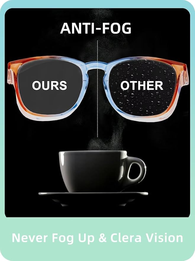 LianSan Oversize Anti-Fog Safety Glasses for Nurses, Z87.1 Certified Goggles for Women, Square UV Protection