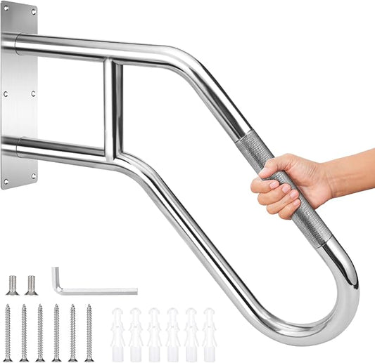 2025 Upgrade Handrails for Outdoor Steps Wall Mount Handrail, 304 Stainless Steel 1 to 3 Steps Stairs Anti-Slip Hand Rail, Deck Wall Mounted Grab Bars Suitable for Indoor, Garage, Porch, Garden