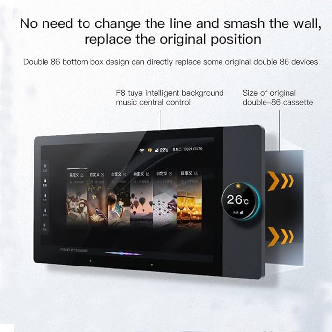 Smart Home Control Panel,Tuya Smart Home 8-inch Multifunctional Intelligent Control Touch Screen Background Music Host ZigBee Gateway System in-Wall Central Control Panel for Tuya Devices