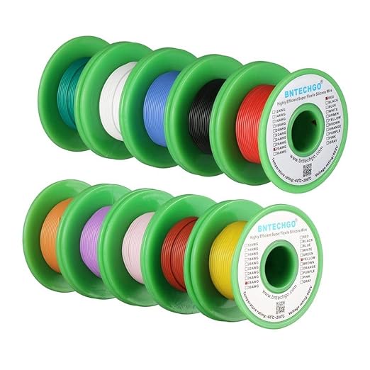 BNTECHGO 28 Gauge Silicone Wire Kit 10 Color Each 25 ft Flexible 28 AWG Stranded Tinned Copper Wire