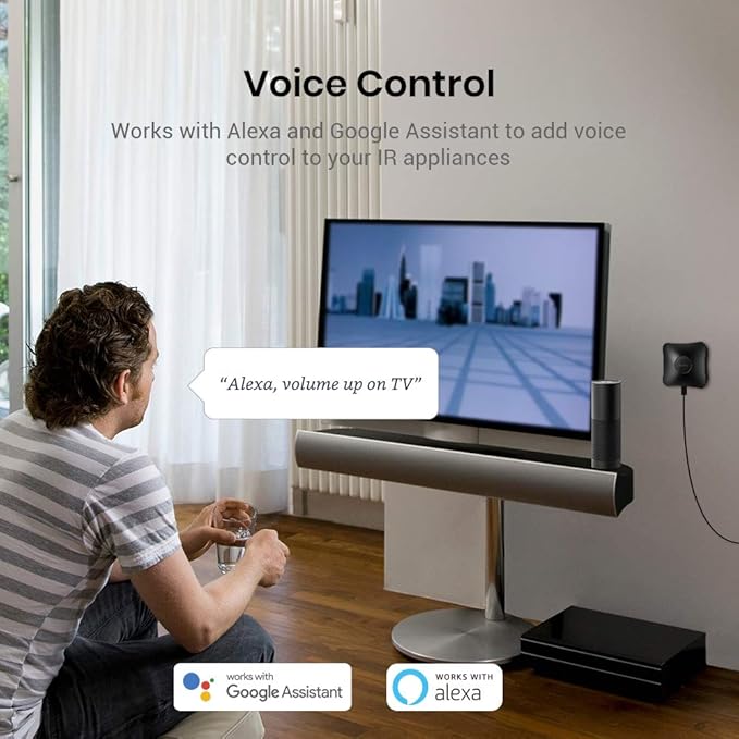 BroadLink RM4 pro IR RF Remote Control Hub with Sensor Cable - WiFi Smart Controller for Home Automation, TV, Ceiling Fan, Curtain Remote, Works with Alexa, Google Assistant, IFTTT, Siri