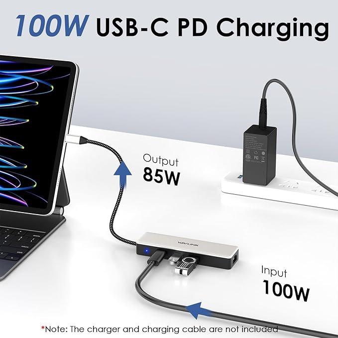 WAVLINK USB C to 2.5 Gbps Ethernet Adapter with 85W PD Charging, Aluminum Portable 10Gbps USB C Hub for Laptop, MacBook Pro/Air, iPad, XPS