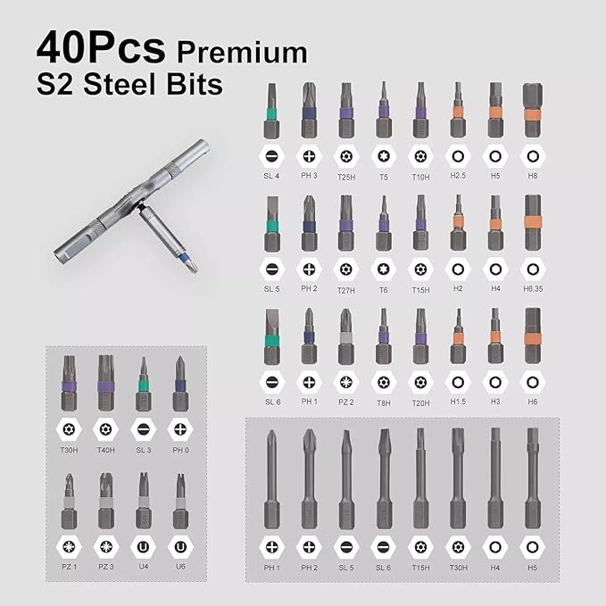 Upgraded 42 in 1 Magnetic Screwdriver Set, Multi Bit Magnetic Drive Set, Switchable Handle & S2 Steel Bits for Home Repairs, Bicycle,DIY Projects, and Electronic Fixes