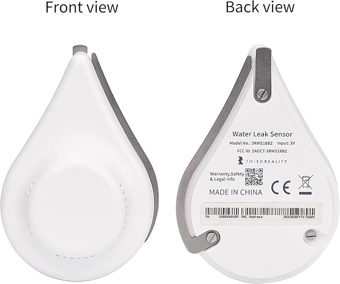THIRDREALITY Zigbee Water Leak Sensor with Dripping Detection 2 Pack, 120 dB Alarm, App Notifications Enabled When Work with Home Assistant and Compatible Zigbee HUB, Batteries Included
