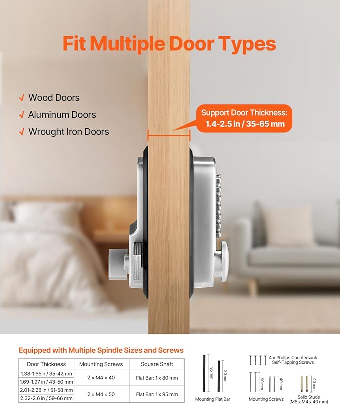 VEVOR Mechanical Keyless Entry Door Lock, 14 Key Door Lock, Mechanical Keypad with Adjustable Thumb Knob, Single-Side Zinc Alloy Waterproof Keyless Gate Lock, for Home Office