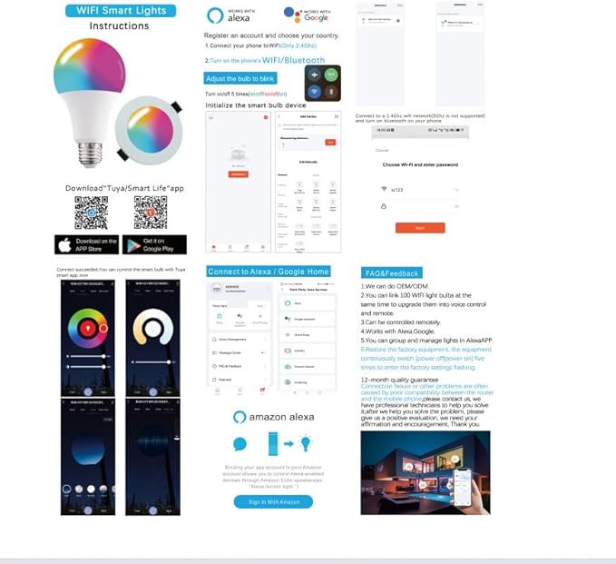 Smart LED Light Bulb, RGB+CCT, WiFi & Bluetooth Control, 16M Colors, Compatible with Alexa & Google Home, Color Changing, Music Sync, 15W, 850 Lumens