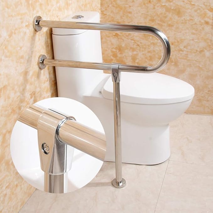 Handicap Bathroom Bar - 304 Stainless Steel Non-Slip Handrail for Disabled Toilet & Shower, Barrier-Free Safety Railing with Hand Grips