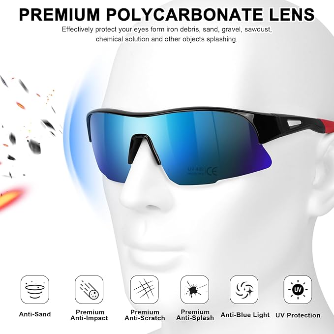 12 Pack Safety Glasses, ANSI Z87.1 Safety Glasses with UV Protection, Impact Resistant Tinted Safety Goggles