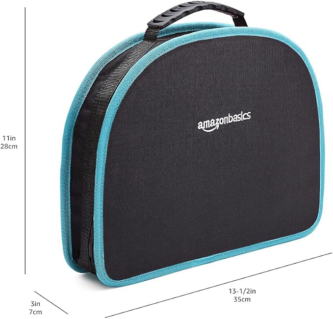 Amazon Basics Tool Set With Easy Carrying Round Pouch, 104-Piece, Turquoise, 14.4 x 11.4 x 3 inches