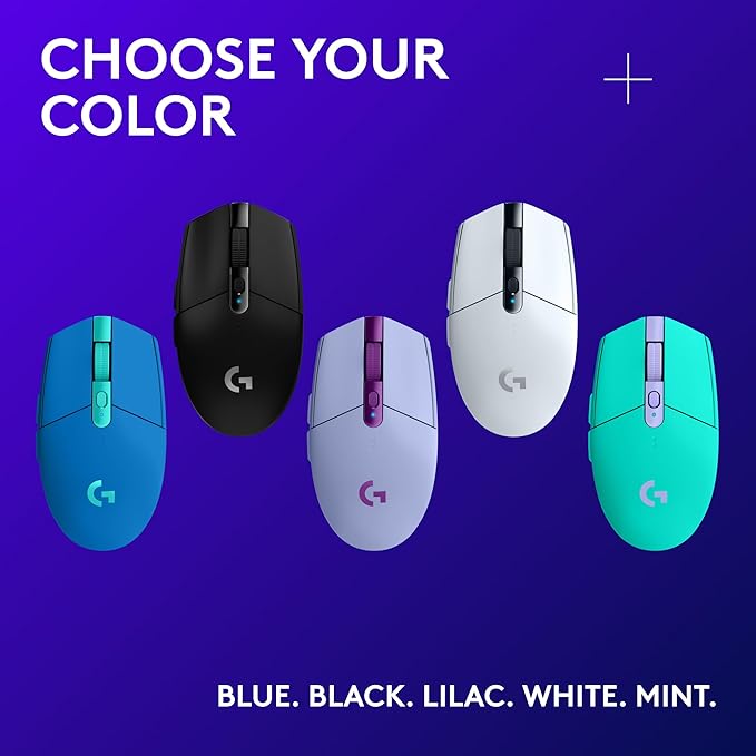 Logitech G305 LIGHTSPEED Wireless Gaming Mouse, Hero 12K Sensor, 12,000 DPI, Lightweight, 6 Programmable Buttons, 250h Battery Life, On-Board Memory, PC/Mac - Lilac