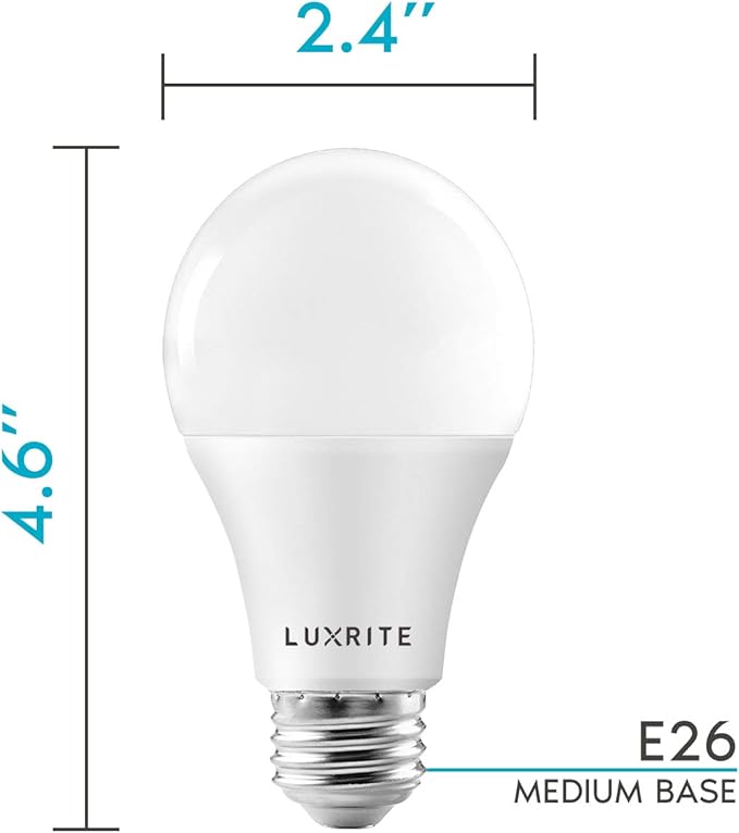 LUXRITE A19 LED Light Bulbs 100 Watt Equivalent Dimmable, 3000K Soft White, 1600 Lumens, Enclosed Fixture Rated, Standard LED Bulbs 15W, Energy Star, E26 Medium Base - Indoor and Outdoor (6 Pack)