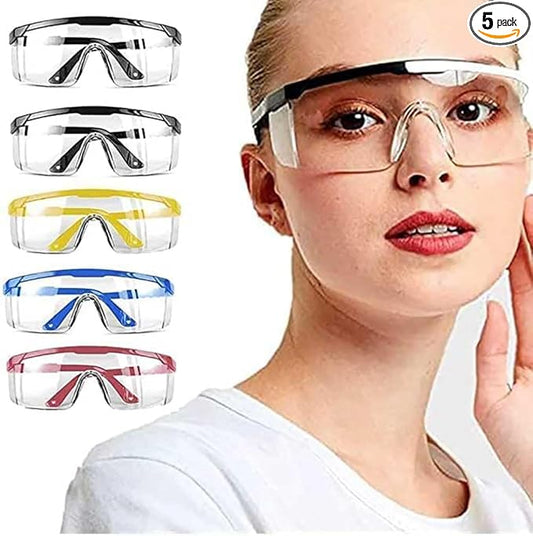 5 PACK Safety Glasses Goggles, Men Women Anti-fog Wide Vision Safety Goggles Eye Protection, Z87 UV 400 Blocking Eyewear Adjustable Temples Eye Shied for Lab,Yard work, Gardening, Lawn mowing