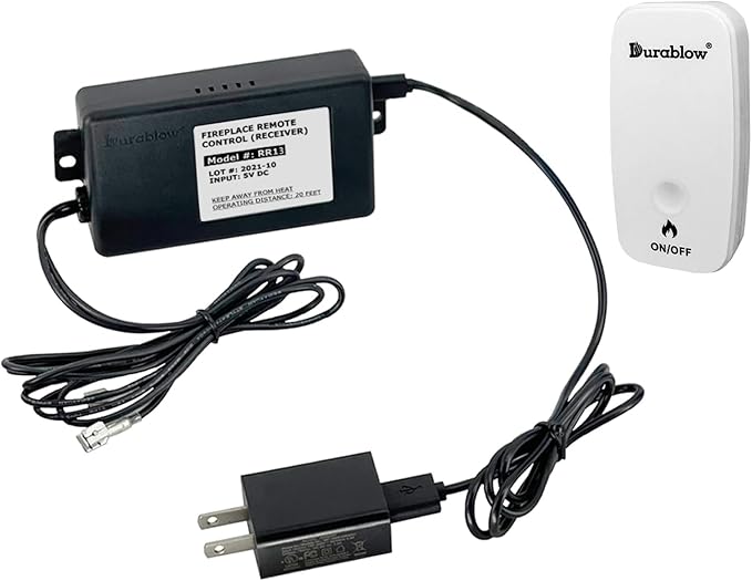 Durablow TR2002 Gas Fireplace Remote Control with Battery-Free On/Off Button Switch, for Millivolt Valves, Electronic Ignition Modules, or Replacing Existing Switch/Thermostat