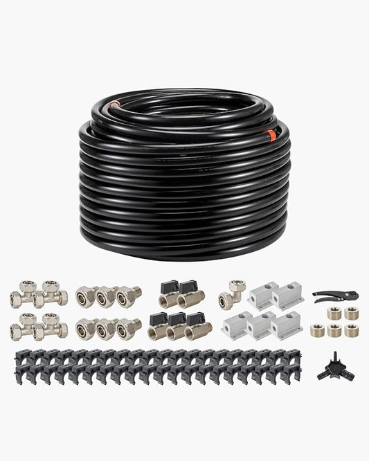 VEVOR Air Compressor Line Kit, 200FT x 3/4", HDPE-Aluminum Compressed Air Piping System, Leak-Proof & Easy-to-Install, Compressed Air Line Tubing Kit for Garages Workshops, Black