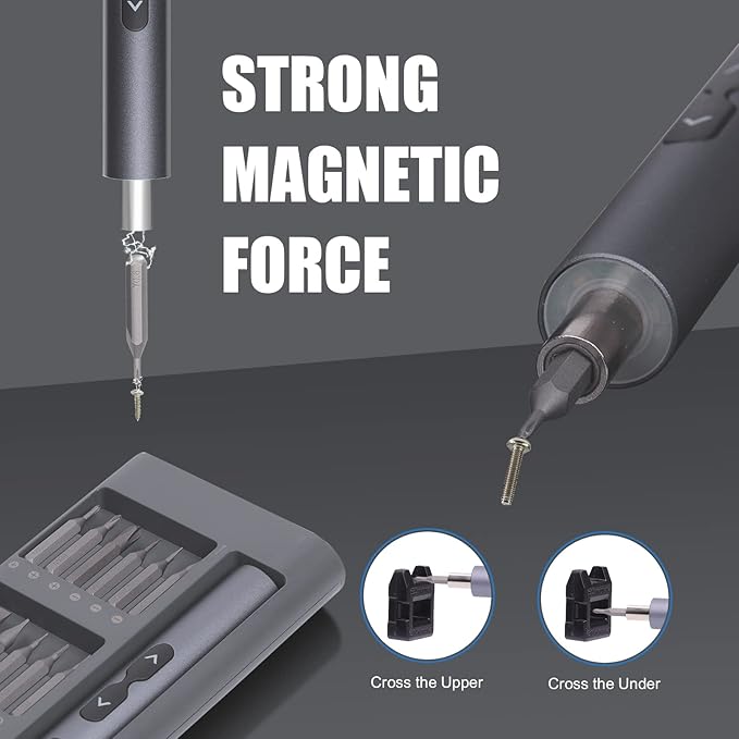 COMOWARE Mini Electric Screwdriver-50 in 1 Precision Small Electric Screwdriver Set for PC Building with LED Light & 48 bits, Magnetizer, Magnetic Mat, Handy Repair Tool for Phone Watch Camera