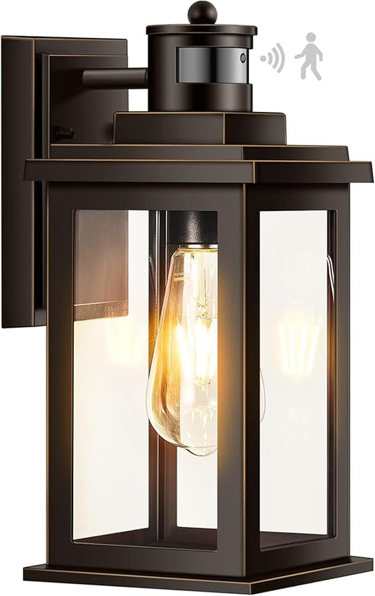 VIANIS Distance-Adjustable Motion Sensor Outdoor Lights, Oil Rubbed Bronze Wall Mounting Porch Light, Waterproof Dusk to Dawn Exterior Lighting Fixtures Sconce, Anti-Rust Outdoor Lanterns for Porch.