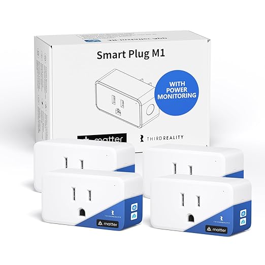 THIRDREALITY Smart Plug M1 4 Pack via WiFi Matter, Real-time Energy Monitoring, 15A/1800W Max, Smart Outlet, ETL Certified, Compatible with SmartThings, Home Assistant