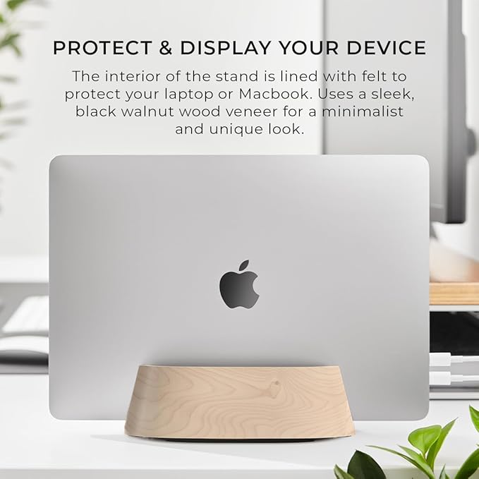 HumanCentric Vertical Laptop Stand in Maple Wood, Upright Adjustable Holder and Dock, Laptop Vertical Stand Fits MacBook Pro and Other Laptops .5" to 1.5", Clamshell Compatible