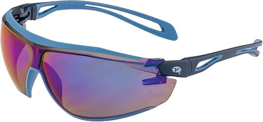 Veratti Encounter Safety Glasses, Anti-Fog Blue Mirror Lens, ANSI Z87.1 Certified Eyewear, Dielectric Blue Frame