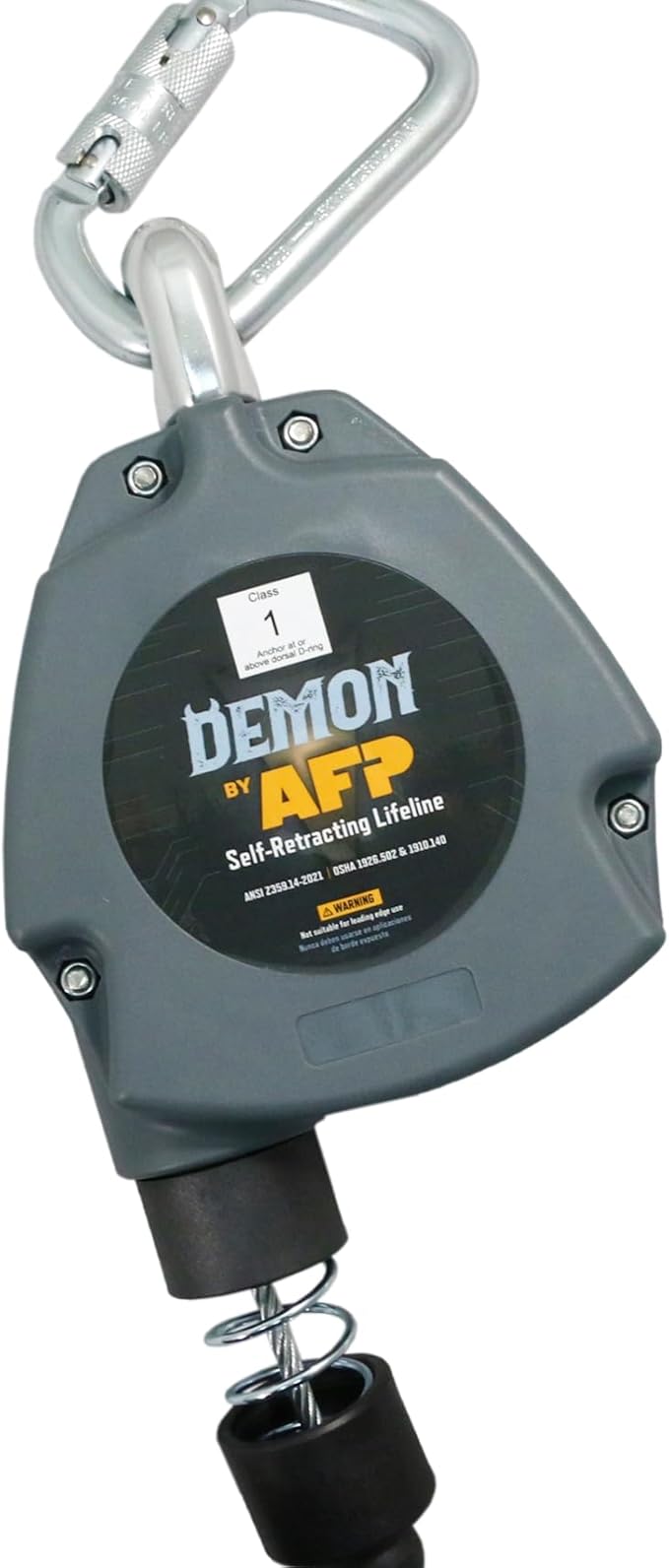 AFP Demon 11 FT Single Leg Self-Retracting Lifeline Cable Retractable | Steel Locking Snap Hook | Safety Yoyo | Fall Protection Arrest Limiter | Construction Industrial | OSHA & ANSI Rated SRL