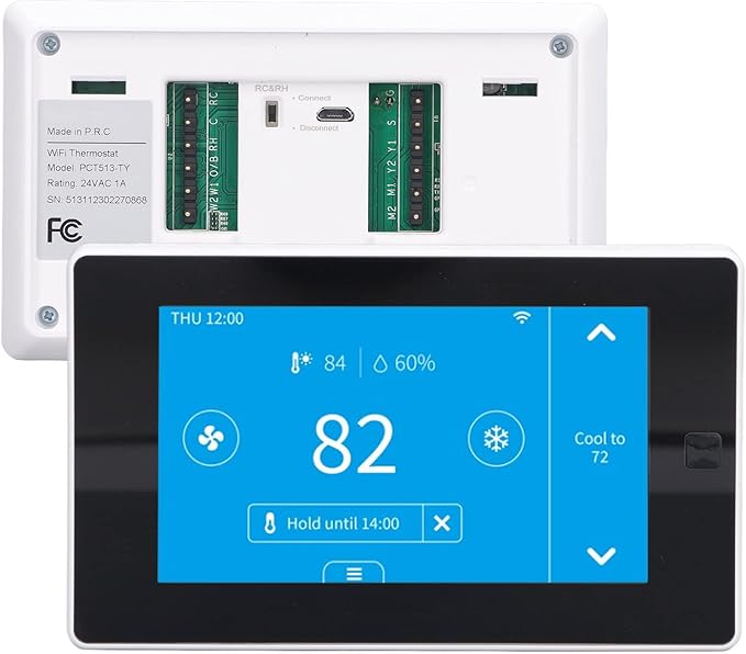 Digital Thermostat Smart WiFi Temperature Monitor Sensor,with Large LCD Touch Screen Remote Control,for Home