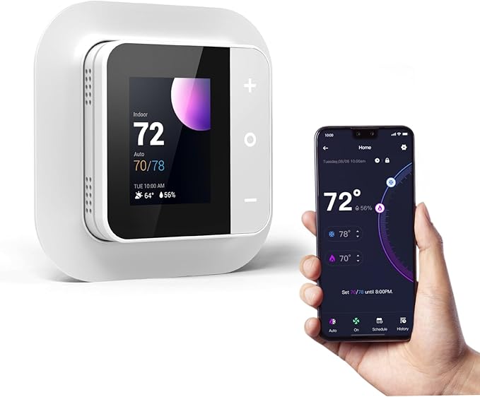 vine Smart Thermostat for House, WiFi Thermostats for Home Work with Alexa and Google Assistant, 7day x 8period Programmable, Energy Star Certified, C-Wire Required