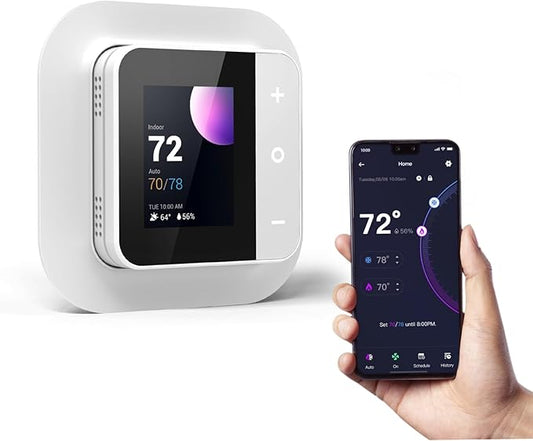 vine Smart Thermostat for House, WiFi Thermostats for Home Work with Alexa and Google Assistant, 7day x 8period Programmable, Energy Star Certified, C-Wire Required