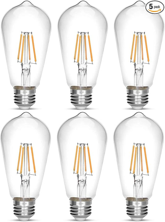 LED Edison Bulb 4W,Antique 40W Vintage Edison Bulb,E26 Light Bulb Non Dimmable Led Bulb 450 Lumens 2700K Warm White,Pack of 6