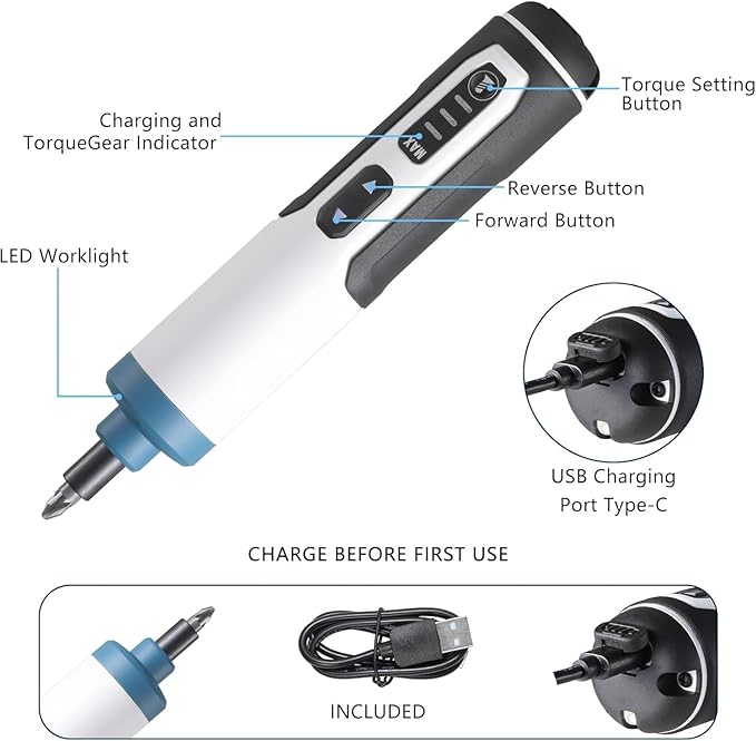 Mini Electric Screwdriver,Cordless Screwdriver Magnetic Bits,Precision Cordless Repair Tool for Phone, Camera, Laptop, Watch, Electronics Repair