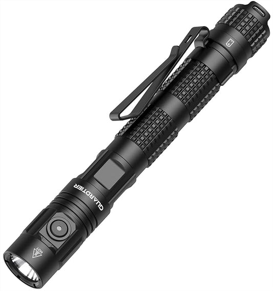 ML70 1500 Lumen EDC Flashlight Rechargeable, Pen Style Self Defense Compact Tactical Flashlight with 2AA Dual Power, IPX7 Waterproof Pocket light for Camping, Emergencies, Outdoor Activities