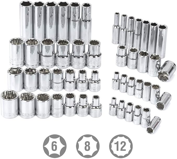 WORKPRO 450-Piece Drive Socket Set 1/2" 1/4" 3/8", CR-V Metric and Imperial with Quick-Release Ratchet Wrench, Spanners, Bits Set, Mechanics Tool for Car Repair