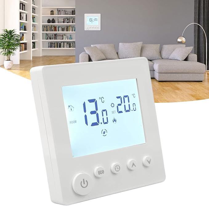 Floor Heating Thermostat, 90V-240V Floor Temperature Controller Smart Programmable Control Panel LCD Display for Home Indoor