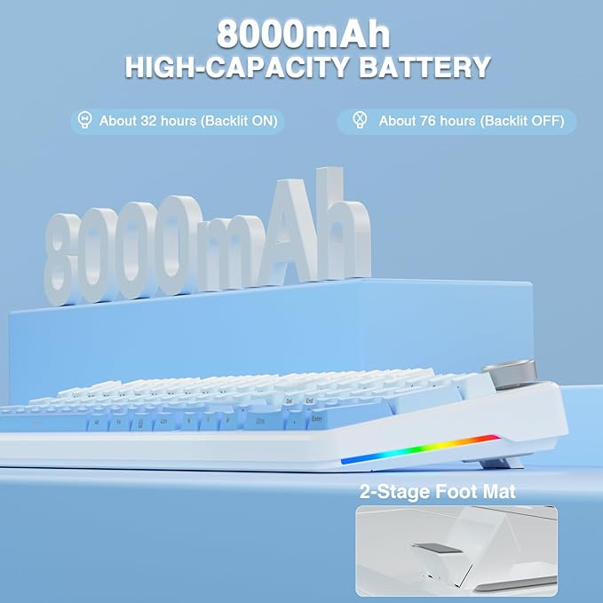 AULA F108 PRO - Wireless Mechanical Keyboard with Screen&Knob,Hot Swappable Gaming Keyboard with 8000mAh Battery,Pre-lubed Switches,RGB Backlit,PBT Keycaps Creamy Sounding Computer Keyboards,104 Keys