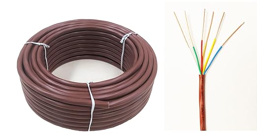 18/6 50ft Thermostat Wire- Brown - Solid Copper 18 Gauge, 6 Conductors - CL2 (ETL Listed) - Residential, Commercial and Industrial Rated (18/6, 50ft)
