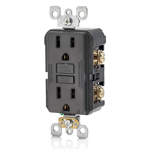 Leviton GFCI Outlet, 15 Amp, Self Test, Non Tamper-Resistant with LED Indicator Light, Protection from Electric Shock and Electrocution, GFNT1-E, Black