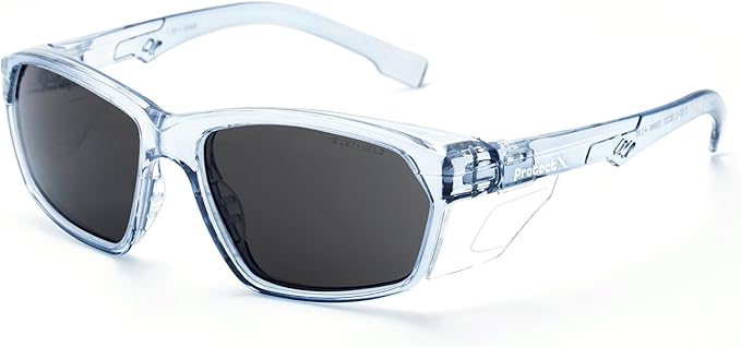 ProtectX Stylish Anti-Fog & Scratch-Resistant Safety Glasses With Readers, UV Protection Goggles, Anti-Impact Lightweight Glasses for Men＆Women Tinted Smoke Blue