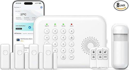 Wireless Home Security System with APP Alert, Smart 4G/WiFi Door Alarm System, Motion/Window Sensor Alarm, Compatible with Alexa