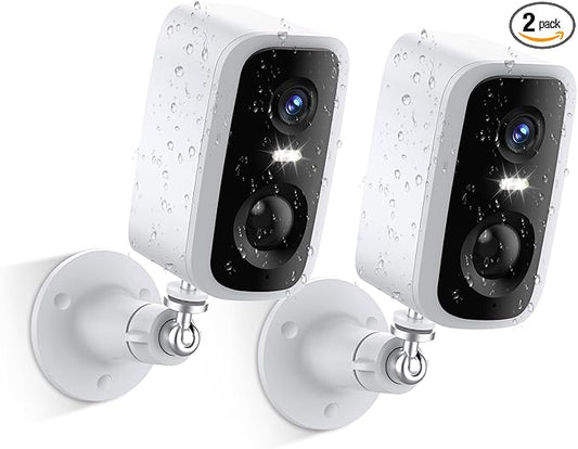 Security Cameras Wireless Outdoor - HD 2K Battery Powered Cameras for Home Security Outside, WiFi Surveillance Indoor AI Motion Detection Spotlight Night Vision,2-Way TalkColor,Waterproof 2Pcs