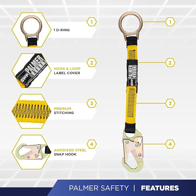 Palmer Safety Hammerhead 5pt Safety Harness Back Padded, QCB Chest, Tongue Buckel Legs Straps, Back & Side D-Rings