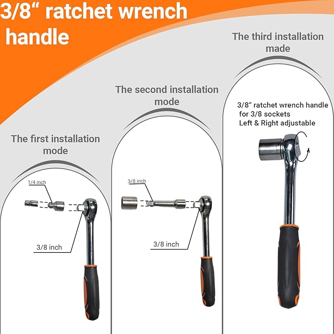 42 Piece Socket & Socket Wrench Sets 1/4 Drive Metric 4-13mm & SAE 5/32"-1/2", 3/8 Drive Metric 14-17mm, 1/4 Adaptors and Extensions, Mini Ratchet Angle Screwdriver and Bit
