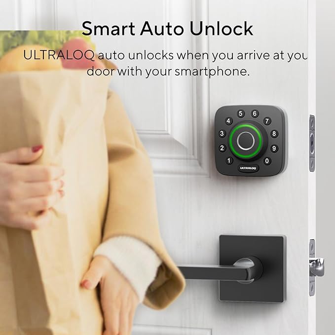 ULTRALOQ U-Bolt Pro Smart Lock with WiFi Bridge, Keyless Entry Door Lock with Fingerprint, App Remote Access, Share Code, Auto Unlock, Biometric Deadbolt, Smart Locks for Front Door, 1Year Battery
